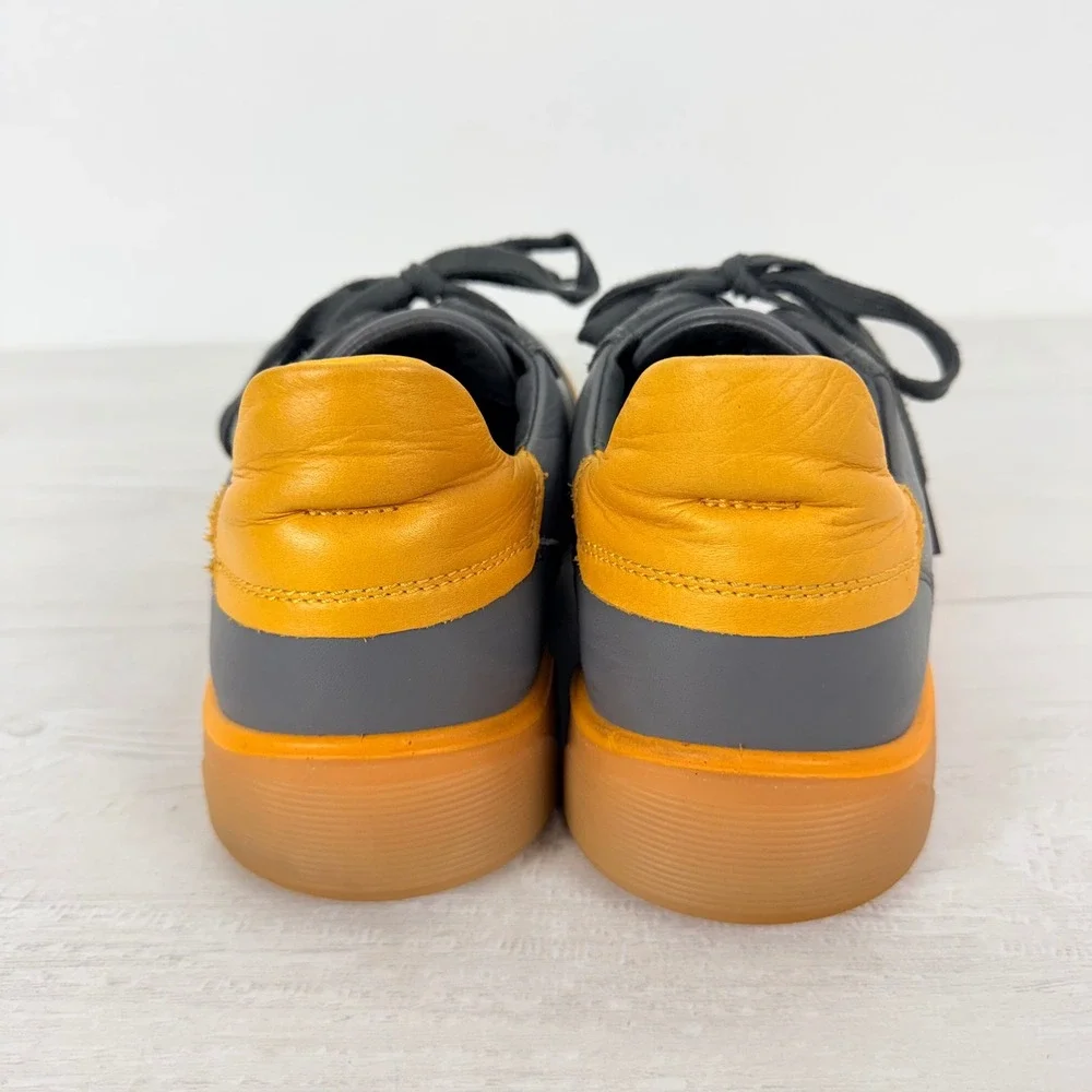 ECCO Street Tray Sneakers Mens 42 US 8.5 Grey Yellow Leather Suede Gum Sole